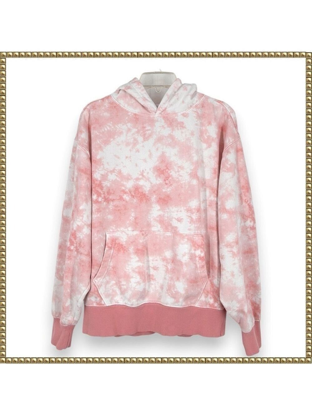 Old Navy Peach Pink White Tie Dye Hoodie Large